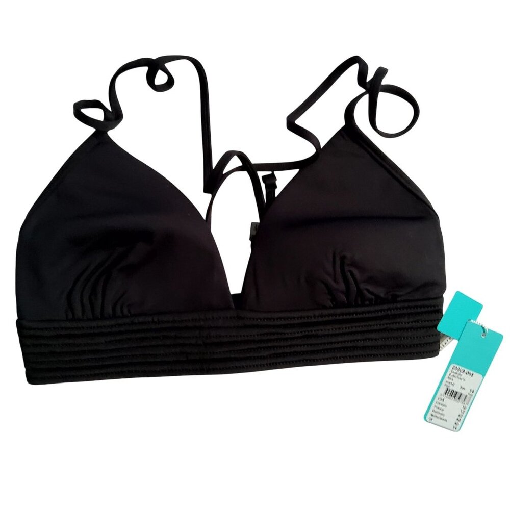 Seafolly Womens Black Triangle Bikini Top• Backb Tie Closure Size 14 With Tags